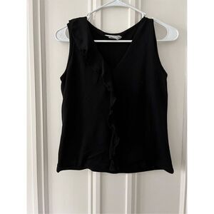 VIP black v-neck ruffle tank top S